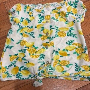 Wonder Nation Lemons cute size small girls blouse that fully buttons and ties